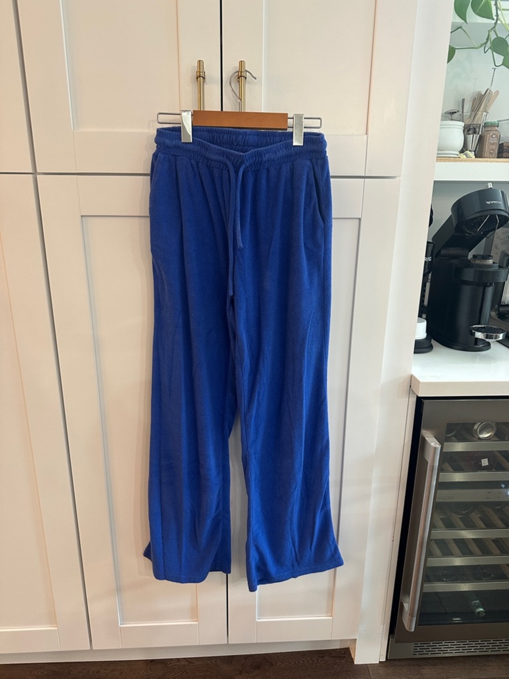 Edikted Royal Blue Plush Lounge Pants with Pink Tag
